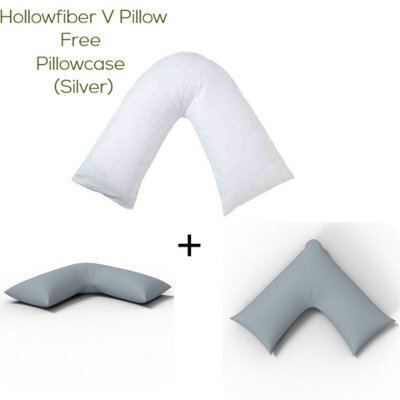 ARLinens V Shaped Pillow With Free V Pillowcase Orthopedic Hollowfiber Filled Head Neck Support V Cushion With Case - image 1