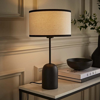 Valuelights Kaiden Dome Table Lamp With Black Trim Linen Shade - image 1