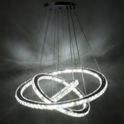 Darphe 70Cm Crystal Chandelier, Adjustable 3 Ring Led Ceiling Light For Dining Room And Living Room - thumbnail 5