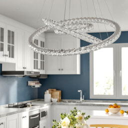 Darphe 70Cm Crystal Chandelier, Adjustable 3 Ring Led Ceiling Light For Dining Room And Living Room - thumbnail 4