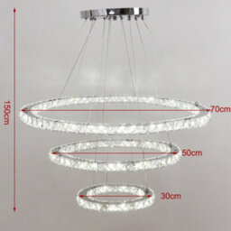 Darphe 70Cm Crystal Chandelier, Adjustable 3 Ring Led Ceiling Light For Dining Room And Living Room - thumbnail 7