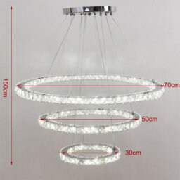 Darphe 70Cm Crystal Chandelier, Adjustable 3 Ring Led Ceiling Light For Dining Room And Living Room - thumbnail 6