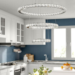 Darphe 70Cm Crystal Chandelier, Adjustable 3 Ring Led Ceiling Light For Dining Room And Living Room - thumbnail 3