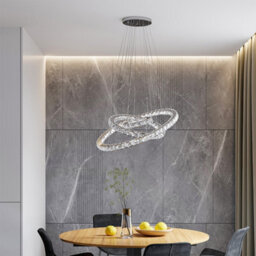 Darphe 70Cm Crystal Chandelier, Adjustable 3 Ring Led Ceiling Light For Dining Room And Living Room - thumbnail 2
