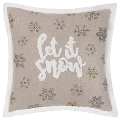 Paoletti Winter Let It Snow Embroidered Polyester Filled Cushion - image 1