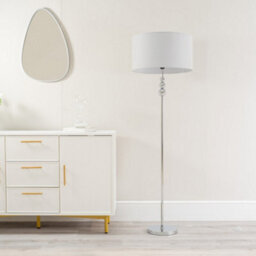 Valuelights Marissa Chrome Stacked Ball Floor Lamp With Grey Drum Shade - thumbnail 4