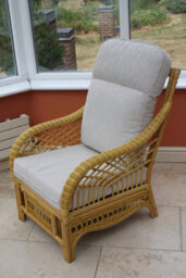 Garden Market Place Gardenmarketplace Portofino Cane Conservatory Furniture 3 Piece Suite - 2 Chairs And A Sofa- Cream Colour Fabric - thumbnail 6