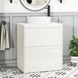 Royal Bathrooms Royal Bathroom Elmore 700mm Classic White Freestanding Vanity Unit 2 Drawer With Plain White Worktop & No Basin - thumbnail 1