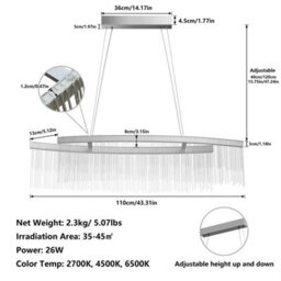 Vrygle 110Cm Long Aluminum Tassel Chain Chandelier Led Double Strip Art Ceiling Light Modern Lamp - thumbnail 2