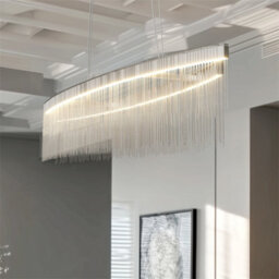 Vrygle 110Cm Long Aluminum Tassel Chain Chandelier Led Double Strip Art Ceiling Light Modern Lamp - thumbnail 1