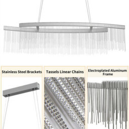 Vrygle 110Cm Long Aluminum Tassel Chain Chandelier Led Double Strip Art Ceiling Light Modern Lamp - thumbnail 4