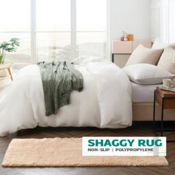 Ameha Shaggy Beige Area Rugs For Bedroom, Hallway Runner Fluffy Rug Anti-Slip - Soft Thick Pile Rug Non-Shedding, 60X220 Cm - thumbnail 1