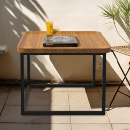 Fativo L55X W54X H45.5Cm Industrial Vintage Coffee Table Set Of 2 Nesting End Tables With Wood Grain Top & Metal Frame - thumbnail 9