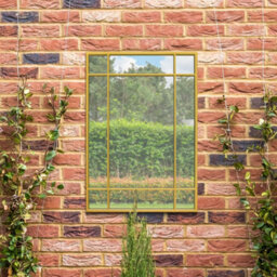 "Mirroroutlet - The Genestra - Gold Modern Contemporary Garden Wall Mirror 39"" X 27"" (100 X 70 Cm)" - thumbnail 1