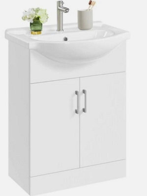 Floor Bathroom Vanity With Ceramic Sink, Bathroom Sink Cabinet With 2 Doors - image 1