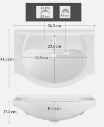 Floor Bathroom Vanity With Ceramic Sink, Bathroom Sink Cabinet With 2 Doors - thumbnail 4
