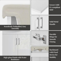 Floor Bathroom Vanity With Ceramic Sink, Bathroom Sink Cabinet With 2 Doors - thumbnail 5