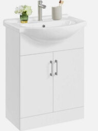Floor Bathroom Vanity With Ceramic Sink, Bathroom Sink Cabinet With 2 Doors - thumbnail 1