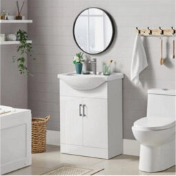 Floor Bathroom Vanity With Ceramic Sink, Bathroom Sink Cabinet With 2 Doors - thumbnail 2