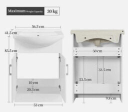 Floor Bathroom Vanity With Ceramic Sink, Bathroom Sink Cabinet With 2 Doors - thumbnail 3