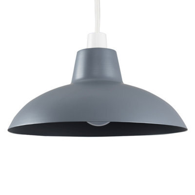 Valuelights Civic Retro Style Gloss Grey Metal Easy Fit Ceiling Light Shade (D)28.8Cm - image 1