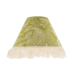 Happy Homewares Olive Green Jacquard Linen Floral Coolie Lamp Shade With White Tassels - thumbnail 1