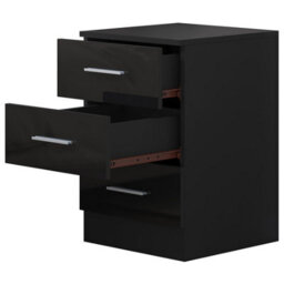 Reflect 3 Drawer Bedside - Black Gloss & Black Oak - Modern Nightstand For Bedroom Storage - H: 59.5Cm X W: 39.5Cm X D: 38Cm - thumbnail 5