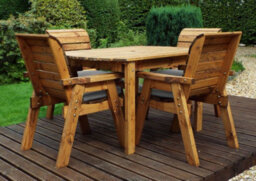 Charles Taylor Trading Charles Taylor 4 Seater Wooden Rectangular Dining Table Chairs Set Grey Cushion - thumbnail 2