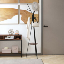Brown  Free Standing Coat Rack Metal Shelf Holder Stand - thumbnail 5