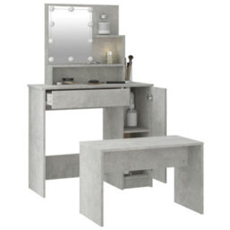 Berkfield Dressing Table Set With Led Concrete Grey Engineered Wood - thumbnail 5
