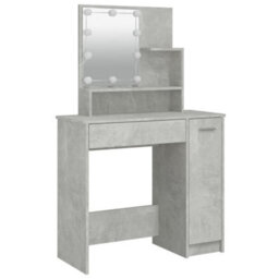Berkfield Dressing Table Set With Led Concrete Grey Engineered Wood - thumbnail 8