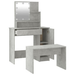 Berkfield Dressing Table Set With Led Concrete Grey Engineered Wood - thumbnail 7