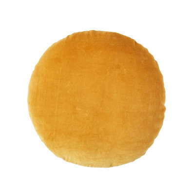 Homescapes Mustard Velvet Cushion, 40 Cm Round - image 1