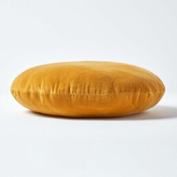 Homescapes Mustard Velvet Cushion, 40 Cm Round - thumbnail 2