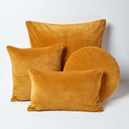 Homescapes Mustard Velvet Cushion, 40 Cm Round - thumbnail 5