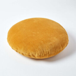 Homescapes Mustard Velvet Cushion, 40 Cm Round - thumbnail 3