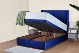 UKBEDFURNITURE Victoria Plush Blue End Opening Divan Ottoman Bed With 54 Inch Headboard & 10 Inch Orthopaedic Mattress - thumbnail 2