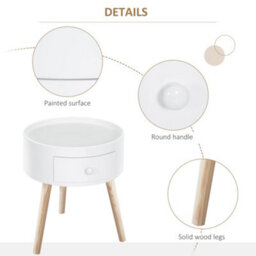 Wyld Haus Taloso Wood White Round Side Table With Drawer And Natural Wooden Legs - 38 X 45 Cm - thumbnail 5