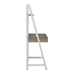 Orsina Light Oak Effect Desk Or Ladder Unit,desk With Pull-Out Slider,white Powder-Coated Metal Frame Working Desk - thumbnail 4