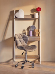 Orsina Light Oak Effect Desk Or Ladder Unit,desk With Pull-Out Slider,white Powder-Coated Metal Frame Working Desk - thumbnail 5