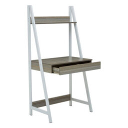 Orsina Light Oak Effect Desk Or Ladder Unit,desk With Pull-Out Slider,white Powder-Coated Metal Frame Working Desk - thumbnail 3