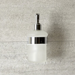 Homestylestore Round Wall Mounted Bathroom Glass Soap Dispenser With Chrome Holder - thumbnail 3