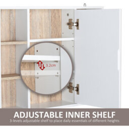 Homcom Wall Mounted Bathroom Storage Cabinet W/ Mirrored Door, Adjustable Shelf - thumbnail 6