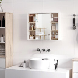 Homcom Wall Mounted Bathroom Storage Cabinet W/ Mirrored Door, Adjustable Shelf - thumbnail 7