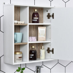 Homcom Wall Mounted Bathroom Storage Cabinet W/ Mirrored Door, Adjustable Shelf - thumbnail 9