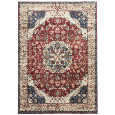 Bedlooms Whisper Cashmere Rug 120X170Cm, Red Floral Pattern, Non-Slip, Stain Resistant, Thick Soft Standard Area Carpet - image 1