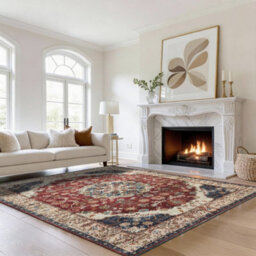 Bedlooms Whisper Cashmere Rug 120X170Cm, Red Floral Pattern, Non-Slip, Stain Resistant, Thick Soft Standard Area Carpet - thumbnail 8