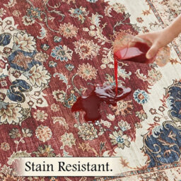 Bedlooms Whisper Cashmere Rug 120X170Cm, Red Floral Pattern, Non-Slip, Stain Resistant, Thick Soft Standard Area Carpet - thumbnail 4
