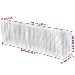 Berkfield Gabion Raised Bed Galvanised Steel 360X50X100 Cm - thumbnail 8