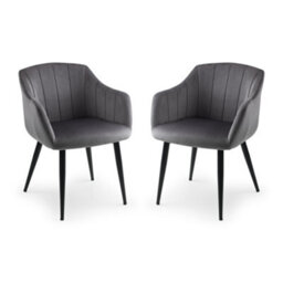 Oakham Glenwood Premium Scalloped Grey Dining Chairs - Set Of 2 - thumbnail 1